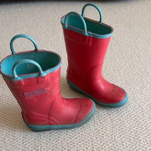 L.L. Bean Teal and Pink Kids Rain Boots